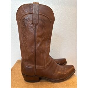 Lucchese USA Cowboy Boots Mens 10D Brown Leather Western Square Toe